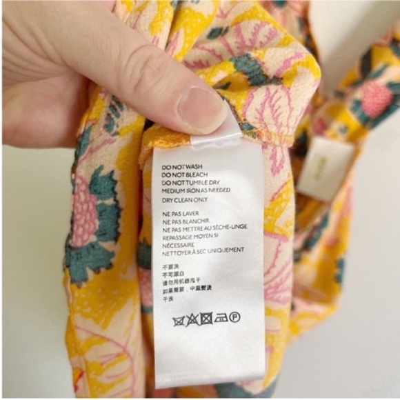 Maeve Anthropologie Mica tank top yellow pink floral sleeveless halter ring - Picture 7 of 9